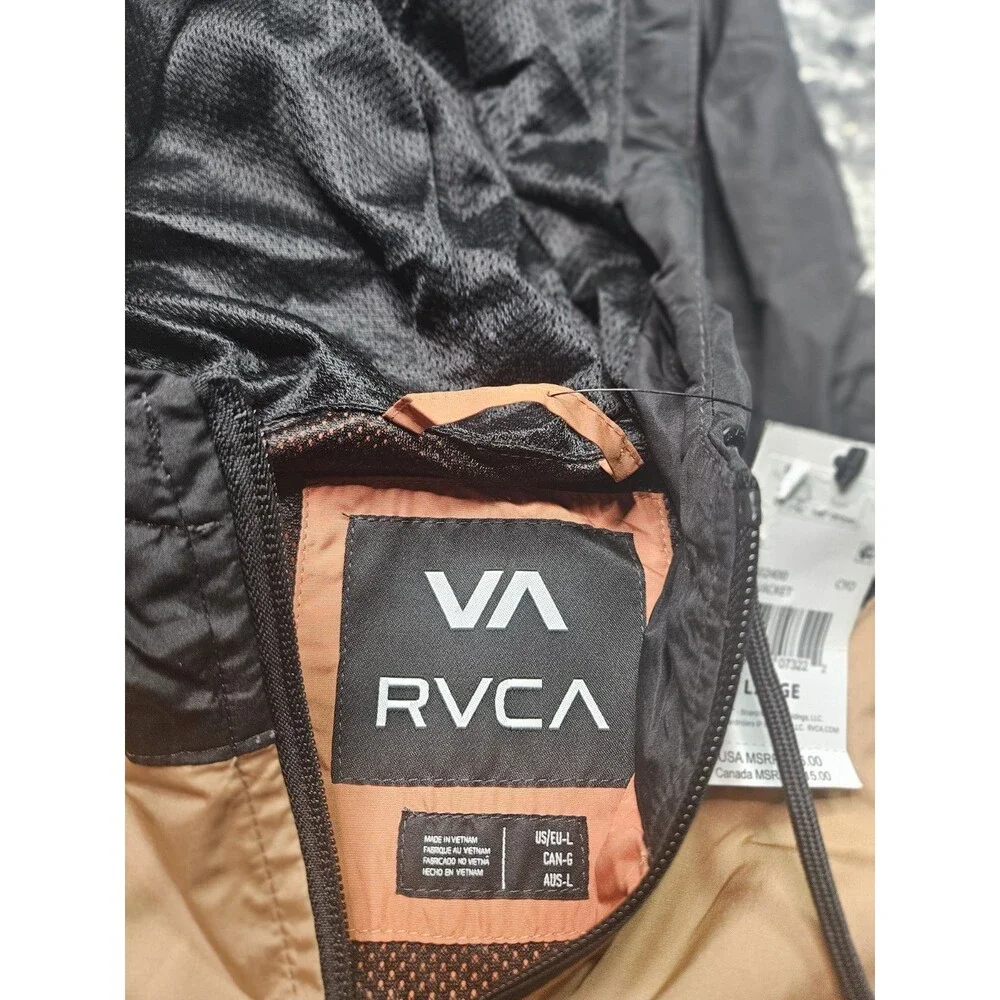 New RVCA Windbreaker Hoodie Ryder Jacket Size Large lightweight outdoor NWT
